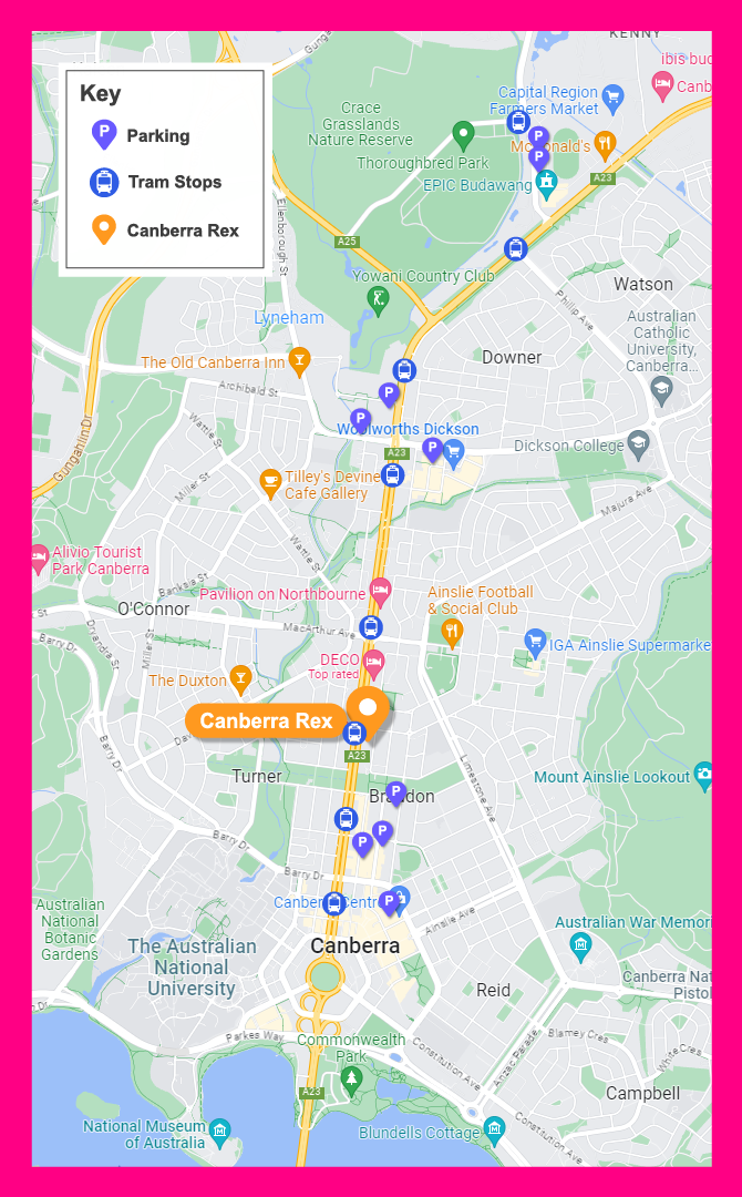 Map of parking locations near the Rex Hotel